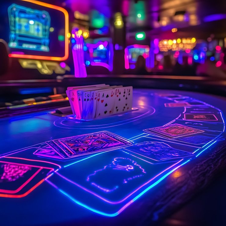 Live dealer Ceme table at china togel with real cards and chip stacks
